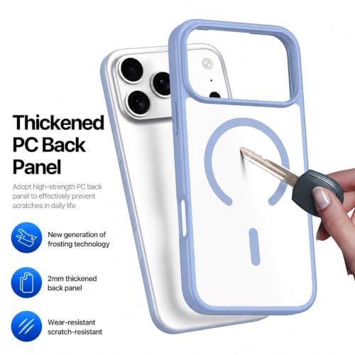 Image of DIZORO Compatible iPhone 17 Pro Max Case,(Compatible with MagSafe) Non Yellow Military-Grade Drop Protection & Hard PC Back Cover Slim Transparent Anti-Scratch Shockproof Phone Case - Official Blue