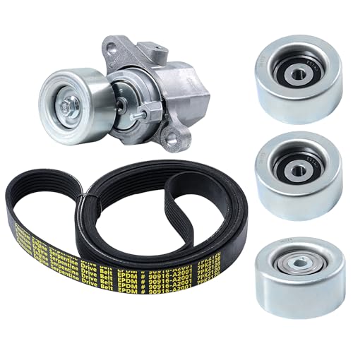 Image of Serpentine Belt Drive Component Kit with Tensioner & Idler Pulleys Compatible with 2016-2023 Toyota Tacoma V6 3.5L, Replace 90K-39424