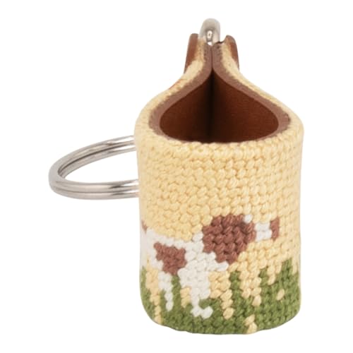 Image of Leather Hand-Stitched Needlepoint Key Fob or Key Chain