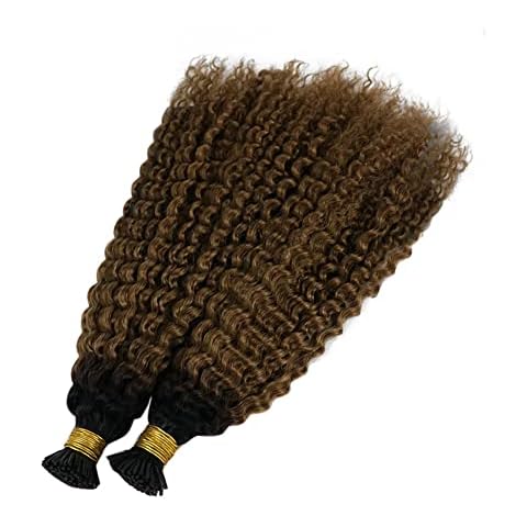 100 Strand I Tip Extensions 50g 0.5g/strand Curly Hair Extensions Pre Bonded Fusion Hair Extenions Stick Real Remy Human Hair 18 inch 2# Dark Brown Cover
