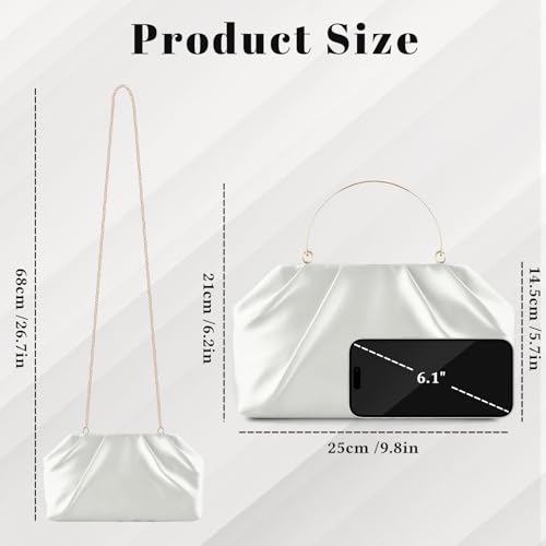 Image of ERKOON Clutch Purse for Women Elegant Pleated Evening Bag Crossbody Shoulder Handbag Envelope Bag with 2 Detachable Chain