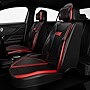 ASLONG 5PCS Angel Wings Front and Back Car Seat Covers Auto Interior Accessories with Water Proof Nappa Leather for Cars SUV Pick-up Truck Universal Comfortable and Breathable (Full Set, Black&Red)
