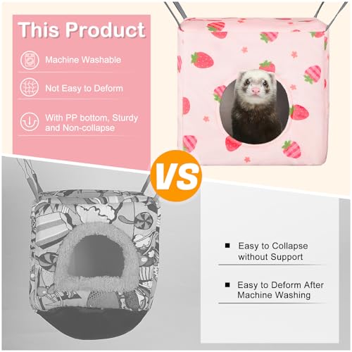 Hedgeink Frettchen Hängematten 4er Set – Waschbare Kuschelhöhle & Hängematte für Ratten, Meerschweinchen, Chinchilla – Kleintier Zubehör für Käfig, Nest, Tunnel & Schlafplatz