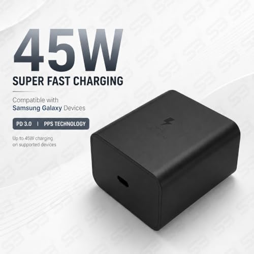 Image of SB 45W Fast Charger Type C to C Cable, PD 3.0 Super Fast Charging 2.0 Compatible for Samsung Galaxy S24 Ultra S23 S22 Plus A Series, USB C Wall Charger Adapter with Cable