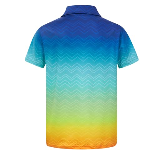 westwolf Boys Hawaiian Polo Shirt Golf Clothes Wave Stripes 7-8 Years - image 2