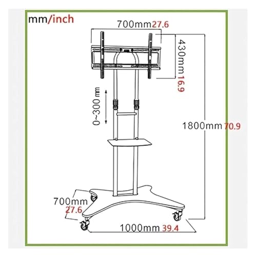 Soporte móvil para TV con altura ajustable y ruedas miniatura 5
