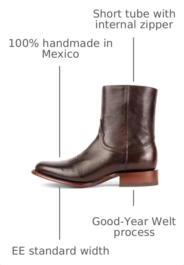 Image of 7L SIETE LEGUAS - Men's Leather Cowboy Zip Boot with Leather Sole style 11200