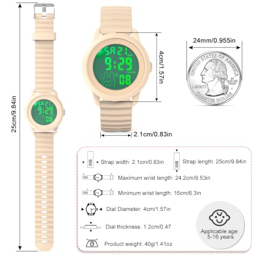 Image of Edillas Kids Digital Watch 7-Color LED Light Waterproof Wristwatch Ideal for Children