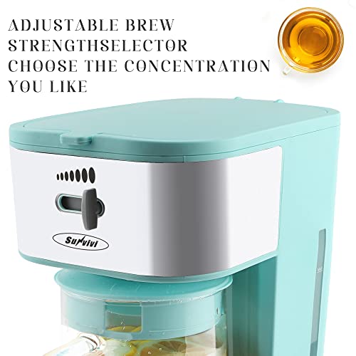 Sunvivi Iced Tea Maker With 3 Quart Infusion Glass Pitcher,Ice Tea Maker With Strength Selector For Hot/Cold Water, Suitable For Customized Sweet Tea, Perfect For Summer Parties (Macaron Green) #TOP2