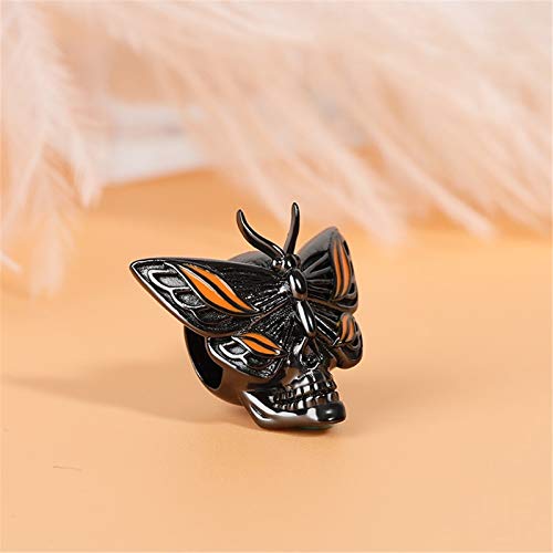 Image of GNOCE Skull Charm Bead Silver Pendant Dangle Charms fit Bracelet /Necklace Jewelry Gift for Women Men