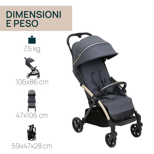 Chicco Passeggino Goody Xplus, Da 0 Mesi-4 Anni (22 Kg), Chiusura A Una Mano, Si Chiude Con Un Solo Gesto, Compatto, Ruote Grandi, Capotte Estensibile,Schienale Reclinabile E Regolabile In 4 Posizioni - 5