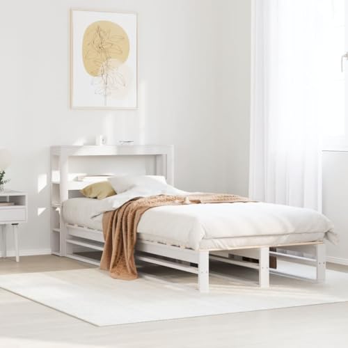 DYRJDJWIDHW somier Cama Juvenil Sofa Cama Individual bedEstructura de Cama sin colchón Madera Maciza Blanca 90x190 cmAdecuado para dormitorios