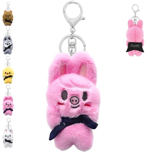 LUKIUP 10 cm Skzoo Doll, Plush Keyring 10 cm Cute Backpack & Keychain Pendant for Stay Fans, pink, S