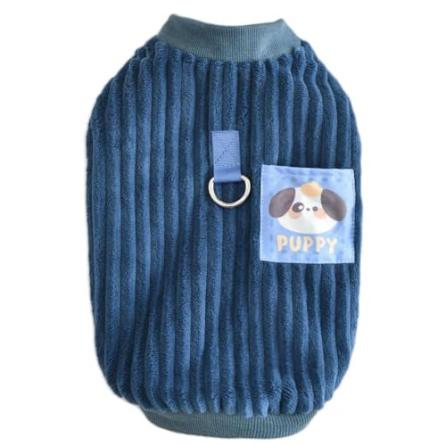 ISUPY 犬服 かわいい パーカー コート 秋冬 ペット服 小中型犬 フリース ドッグウェア tシャツ ボア 防寒 あたっか ワンちゃん 洋服 猫服 脱毛保護 部屋着 家着 散歩着 お出かけ Dカン付き (4XL,ブルー)