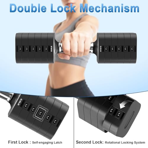 Image of Hezeyferg 30.8LB Adjustable Dumbbell Set, Hand Weights Set for Home Gym | Each Adjustable Weight Dumbbell with 6 Levels 4.4 /6.6 /8.8 /11 /13.2 /15.4lb, for Women /Men Full Body Workout