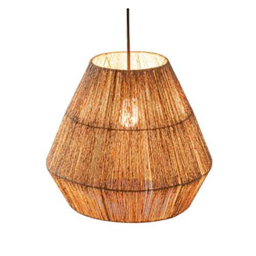 Plafonnier style boho suspendue rustique en corde de chanvre luminaire 15,7 pouces
