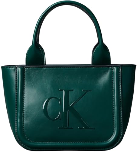 Calvin Klein Bolso Tote Mujer Bold Small With Strap con logotipo, Verde (Maya Blue), Talla Única