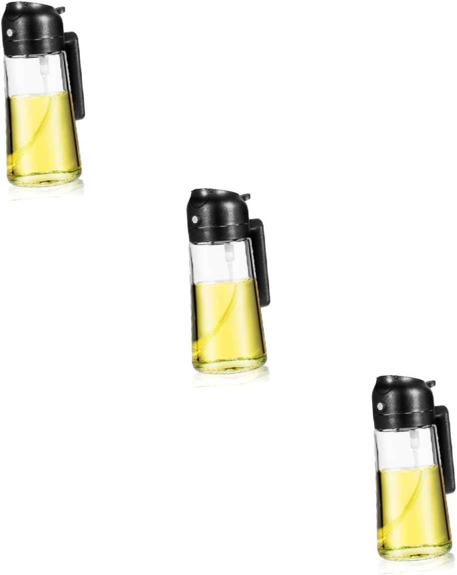 SHOWERORO 3pcs Olive Oil Dispenser Spray Oil Sprayer Bottle Single-hand Operation Safety Glass Material Wide Mouth