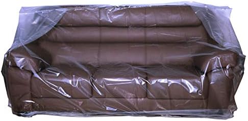 Wowfit Furniture Cover – Dust-Proof Moving Bag for Sofa, Moving Boxes – Clear & Odorless Plastic Bag for Moving – 4mil Thick Sofa Cover(Not Include Tape) – 92W x 42D x 62/41H Inches