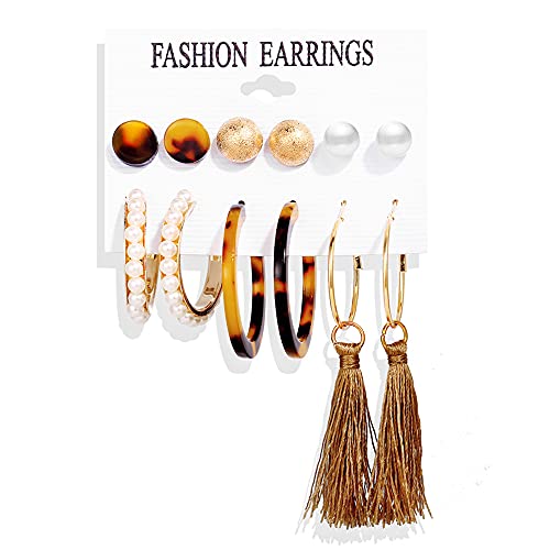 Image of Shining Diva Fashion Stylish Combo Design 6 Pairs Metal Earrings for Women and Girls (F12787er)