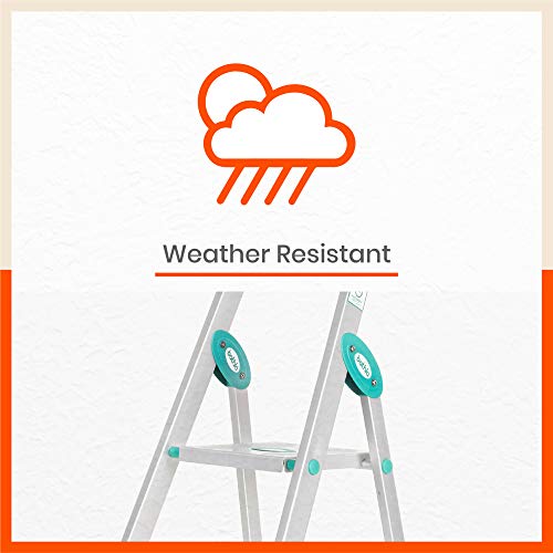 Image of Bathla Elevate 6-Step Foldable Aluminium Ladder for Home with Tool Tray | Anti-Skid | Durable, Heavy Duty, Safe & Stylish | 5-Year Warranty | Teal