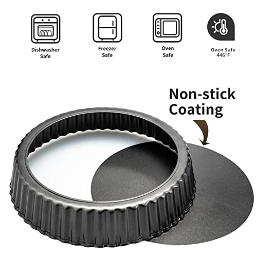 Deep Dish Quiche Pan, 11” x 2” Tall Pie Pan Deep Tart Pan with Removable Bottom, Nonstick Large Fluted Tart Mold Loose Base Round Deep Pizza Pan for Baking Easter Pie - Image 5