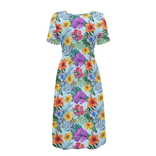 Image of Women's Summer Dresses Short Sleeve Formal Dresses with Pockets | Lightweight polyester fabric delivers cool airflow during hot summer outdoor activities