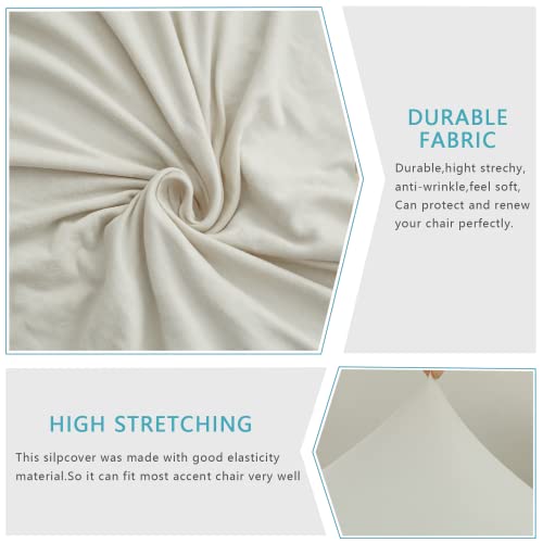 Iauddy Armless Accent Slipper Chair Cover Slipcover,Stretch Spandex Removable Jacquard Fabric Non-Slip Silp Cover For Accent Chair Without Arms Furniture Protector For Living Dining Room(Beige, 1) #TOP1