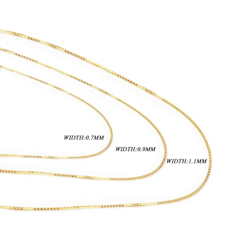 SPETLEK 14K Yellow Gold Box Chain Necklace for Women 0.7MM 14k Solid Gold Necklace with lobster clasp 20 Inch additional image 2