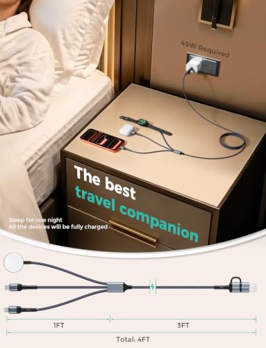 Image of Travel Essentials for Apple Watch Charger,Cruise Vacation Camping Essentials,iPhone Charger,Multi Charging Cable,3 in 2 Charging Docks for iWatch Series 11-2 /Ultra,iPhone 17-12,Car-Gunmetal