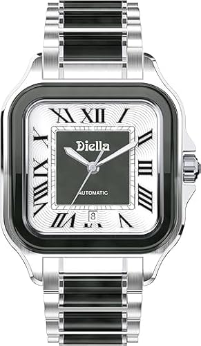 [ディエラ]Diella 腕時計 メンズ 機械式腕時計 翡翠の原石カット、独特の質感 日付表示、夜光針とマーカー、5気圧防水 (AD6027G-SI)