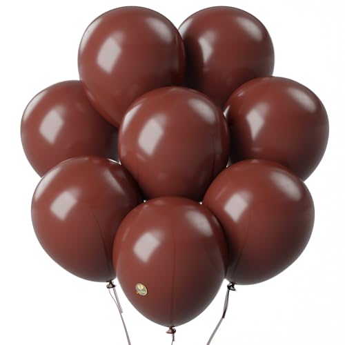 Image of AFTERLOON Biodegradable Natural Rubber Latex Balloons 24 pcs Chestnut Brown 10 Inch, Plastic-Free Alternative Matte Color Durable Thickened Extra Strong Helium Float, ballon Globos Decor De Fiestas