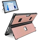 SSS·GRGB Case for 12.3' Microsoft Surface Pro 7+/7/6/5/4/Pro LTE Protective Rugged Cover Case, with Stylus Pen Holder and Hand Strap, Compatible with Type Cover Keyboard, Coupled Pink
