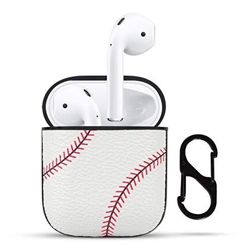 HIDAHE Case for Airpods 2, Apple Airpods 1 Cover, Airpods 2 Skin Accessories Sport Pattern Airpod 2 Case Leather Case for Apple 2 Charging Case for AirPods 1/2, Baseball