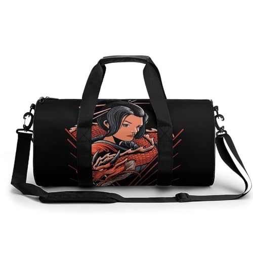 Sac de sport femme dragon japonais de 45cm pour la gym et le voyage