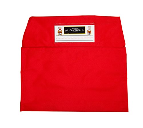 Image of Seat Sack Student Chair Storage Pocket - 17 inch, Single Pocket, Classroom Chair Organizer for Student Desks, Durable Over-the-Chair Storage, Ready-to-Use Name Tag Window, Red, 1-Pack