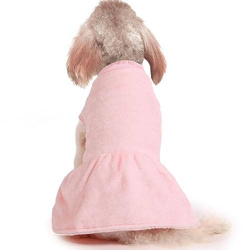 Image of FabriCastle Small Dog Dress Clothes, 3-Pack Sweaters for Small Dogs Girl & Cats, Ultra Soft Warm Pet Coats for Winter, Female Puppy Apparel, Doggy Outfits XXS - XL (Pink,Violet,Rosepink, Large)