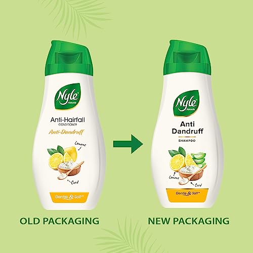 Image of Nyle Naturals Anti Dandruff Shampoo, With Lemon And Curd, Gentle and soft shampoo, PH balanced and Paraben free, For Men and Women,90ml
