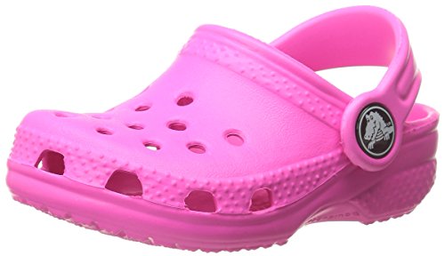 Image of Crocs Kids Unisex Classic Kids Neon Magenta Croslite Clogs and Mules - C4C5