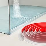 100CM Schwallschutzleiste Dusche Selbstklebend,Duschdichtung Schwallschutz,Duschwasserstop rahmenlose Duschtür,Silikon Duschschwelle Wassersperre Dusch boden,Wasserdamm für Bad und Küche(transparent)