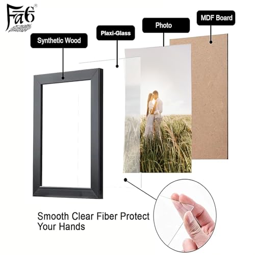 Image of Wood Customized 7 Photo Collage Frames for Wall, Personalised Rectangular Photo Frame with Photo Upload for Couple, Family, Kids in Bedroom, Living Room and Gift, 8x12 Inch, Black