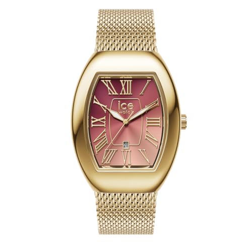 Montre dorée pour Femme Ice boliday Dome Metal Mesh chic en acier inoxydable