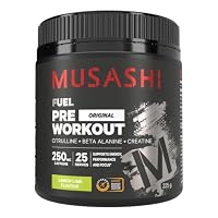 Musashi Pre Workout Powder, Lemon Lime, Energy & Focus Formula, Pre-Training Performance Supplement, Muscle Endurance & Strength Support, 225g