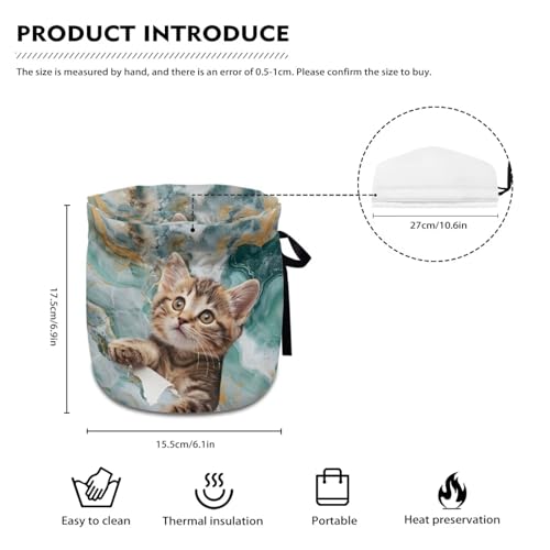 Image of Xoenoiee Cat and Marble Pattern Tea Pot Cover Tea Cozy Insulation Teapot Cosy Tea Pot Warmer Cover for Home Kitchen Table Teapot Kettle Cover Keep Warm