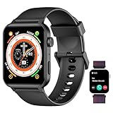 FeipuQu Smartwatch Herren Damen,1,83'' Fitnessuhr mit Bluetooth Anruf, Sprachassistent, Fitness Tracker, Schrittzähler Schlafmonitor Herzfrequenz, Sportuhr, 100+ Sportmodi, Smart watch für Android iOS