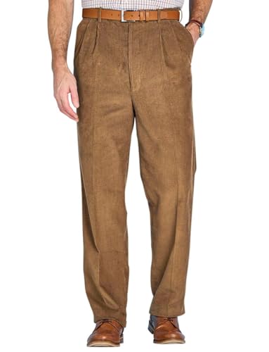 Chums Men's HIGH-Rise Pants Luxury Cotton Corduroy Trousers Fawn