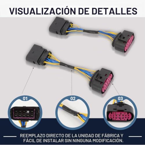 Conector para faros de xenón de 10 a 14 pines corrige error de cables en Golf Mk6 3