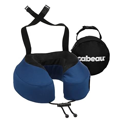 Cabeau Evolution S3 Travel Pillow - Straps to Airplane Seat - Ensures Your Head Won’t Fall Forward - Relax with Plush Memory Foam - Quick-Dry Fabric Keeps You Cool and Dry (Indigo)… Cover