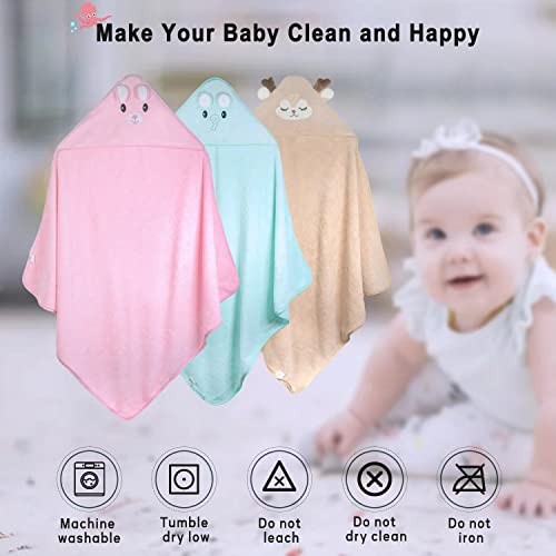 Aiveysya Hooded Baby Bath Towels, Soft Coral Fleece Absorbent Bath Towel Blanket With Baby Bath Brush And 5 Pack Muslin Baby Washcloths For Kids, Girls, Boys, 31 X 31 Inch (Pink Rabbit) #TOP2