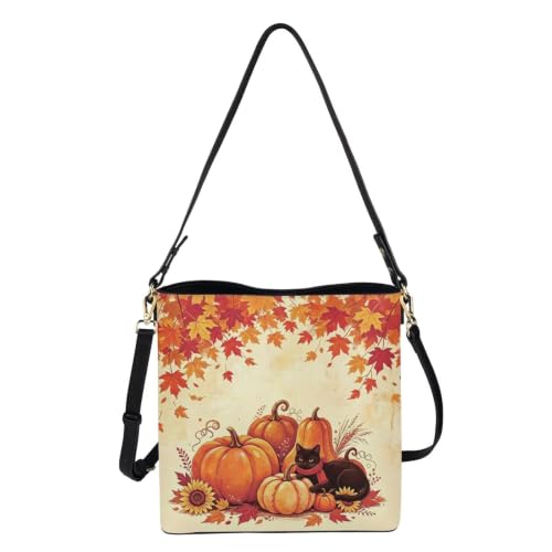 Image of HUGS IDEA Boho Bags for Women Leather Handbag Shoulder Bucket Crossbody Purse